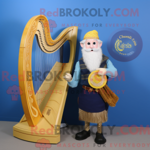 Gold Celtic Harpe maskot...