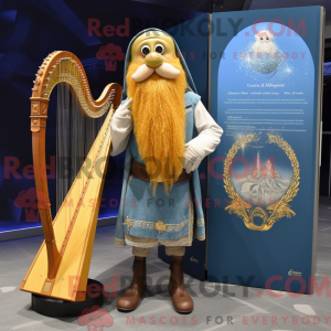 Gold Celtic Harp maskot...