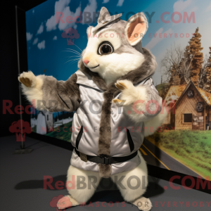 Sølv flyvende egern maskot...