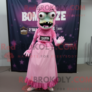 Rosa zombiemaskotdraktfigur...