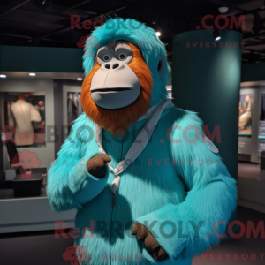Cyan orangutang maskot...
