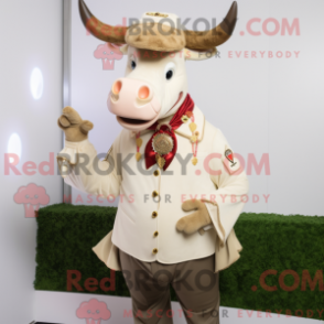 Fantasia de mascote de Stroganoff bege com blazer e pulseiras - Mascotes de Strogonoff de Carne - RedBrokoly.com