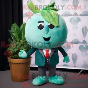Teal Turnip mascot costume...