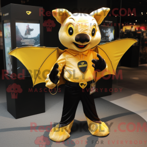 Gold Bat maskot kostume...