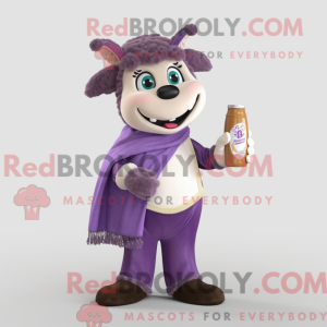 Paarse fles melk mascotte...