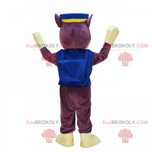 Mascotte de petit loup en tenue de policier - Redbrokoly.com