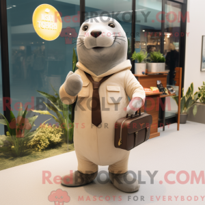 Beige Seal mascottekostuum...