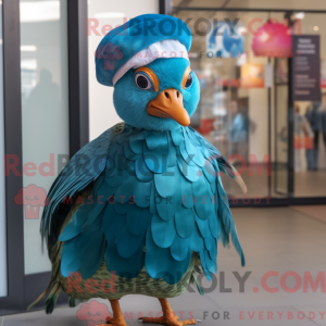Teal Guinea Fowl mascot...