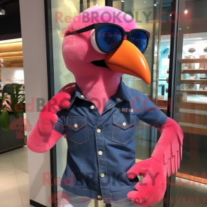 Pink Macaw maskot kostume...