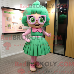 Grøn Pink maskot kostume...