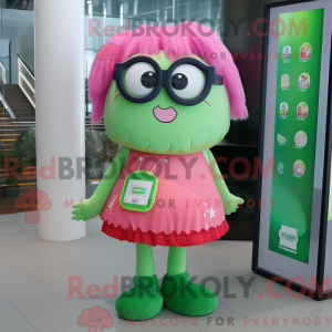 Green Pink mascot costume...