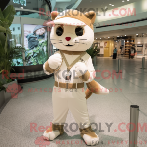 Beige kat mascottekostuum...