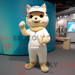 Beige kat mascottekostuum...
