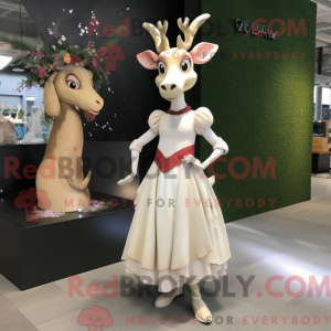 Cream Deer maskot kostume...
