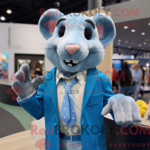 Sky Blue Rat mascot costume...