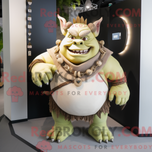 Beige Ogre maskot kostume...