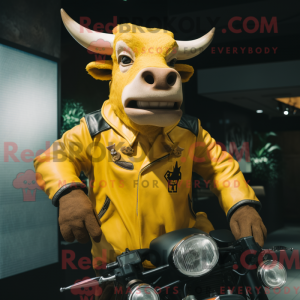 Gul Zebu maskot kostume...