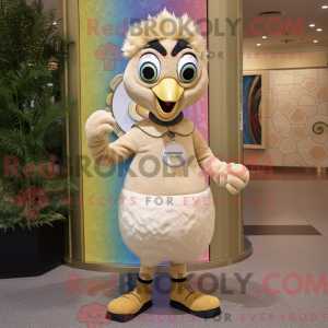Beige påfugl maskot drakt...