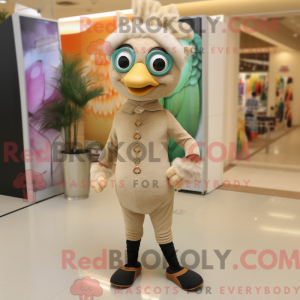 Beżowy påfugl maskot drakt...