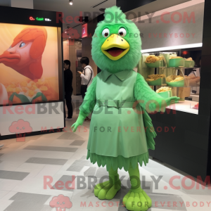 Grøn Fried Chicken maskot...