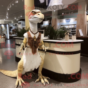 Cream Velociraptor maskot...