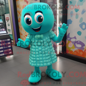 Teal Candy mascottekostuum...