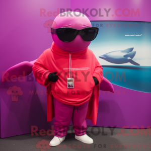 Magenta pukkelhval maskot...