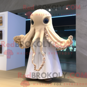 Beige Octopus maskot...
