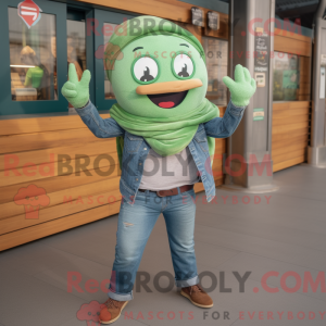 Grøn Croissant maskot...