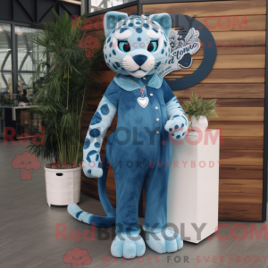 Blå Jaguar maskot kostume...