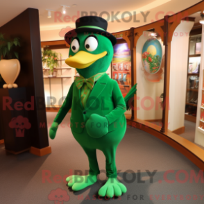 Fantasia de mascote Melro verde com macacão e gravatas-borboleta - Mascotes melro - REBROKO_294093 - RedBrokoly.com