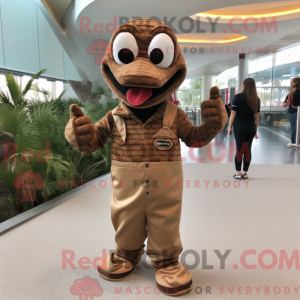 Brun Snake maskot kostume...