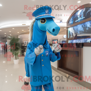 Blue Horse mascot costume...
