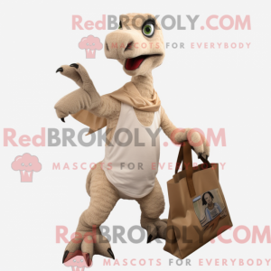 Beige Velociraptor maskot...
