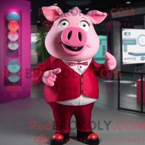 Magenta gris maskot kostyme...
