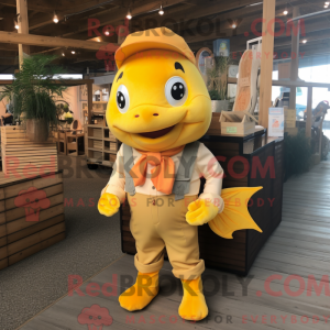 Gul guldfisk maskot kostume...