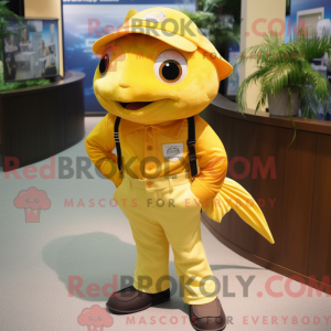 Gul guldfisk maskot kostume...