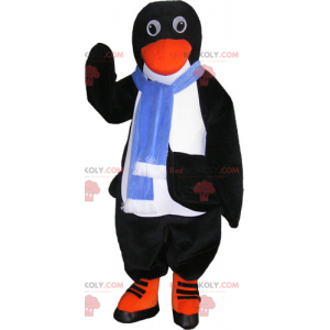 Mascotte pinguïn met een blauwe sjaal - Redbrokoly.com