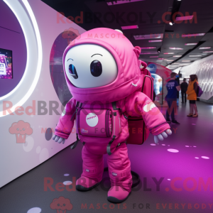 Magenta astronaut maskot...