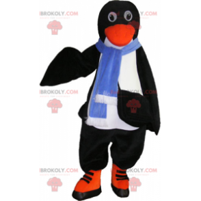 Mascotte del pinguino con una sciarpa blu - Redbrokoly.com