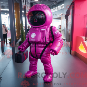 Magenta astronaut maskot...