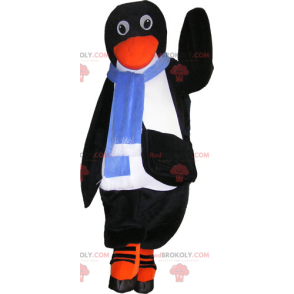 Pingvin maskot med blått skjerf - Redbrokoly.com