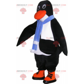 Mascotte del pinguino con una sciarpa blu - Redbrokoly.com