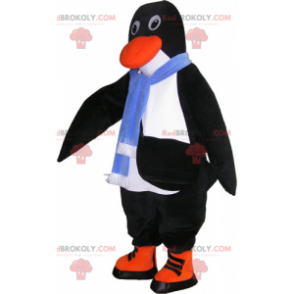 Pingvin maskot med blått skjerf - Redbrokoly.com