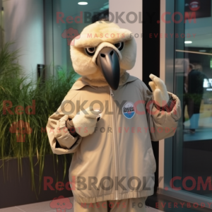 Beige gier mascottekostuum...