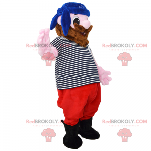 Pirate mascot with his parrot and blue bandana - Redbrokoly.com
