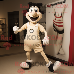 Beige Mime maskot kostume...