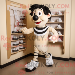 Beige Mime-mascottekostuum...