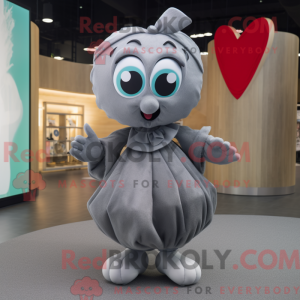 Grey Heart maskot kostume...