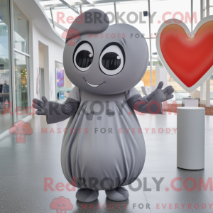 Grijze hart mascotte...
